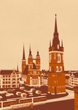 Marktplatz Halle, Kunstdruck A4/ A3