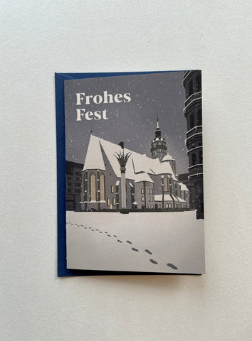 Frohes Fest Grußkarte - Nikolaikirche Leipzig, A6 mit Umschlag