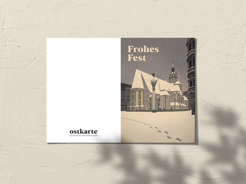 Frohes Fest Grußkarte - Nikolaikirche Leipzig, A6 mit Umschlag